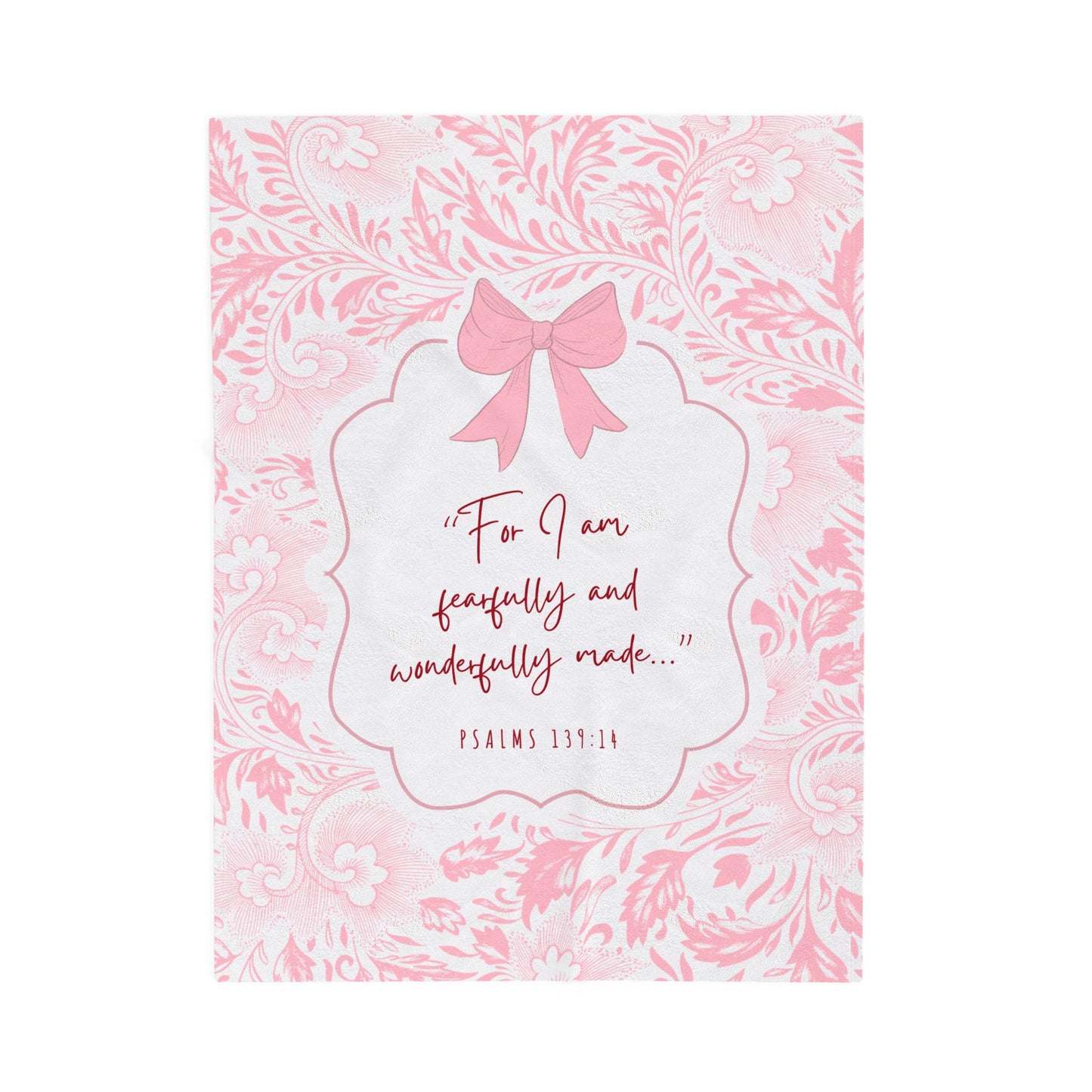 Fearfully & Wonderfully Made — Pink & White Vintage Floral & Bow Blanket