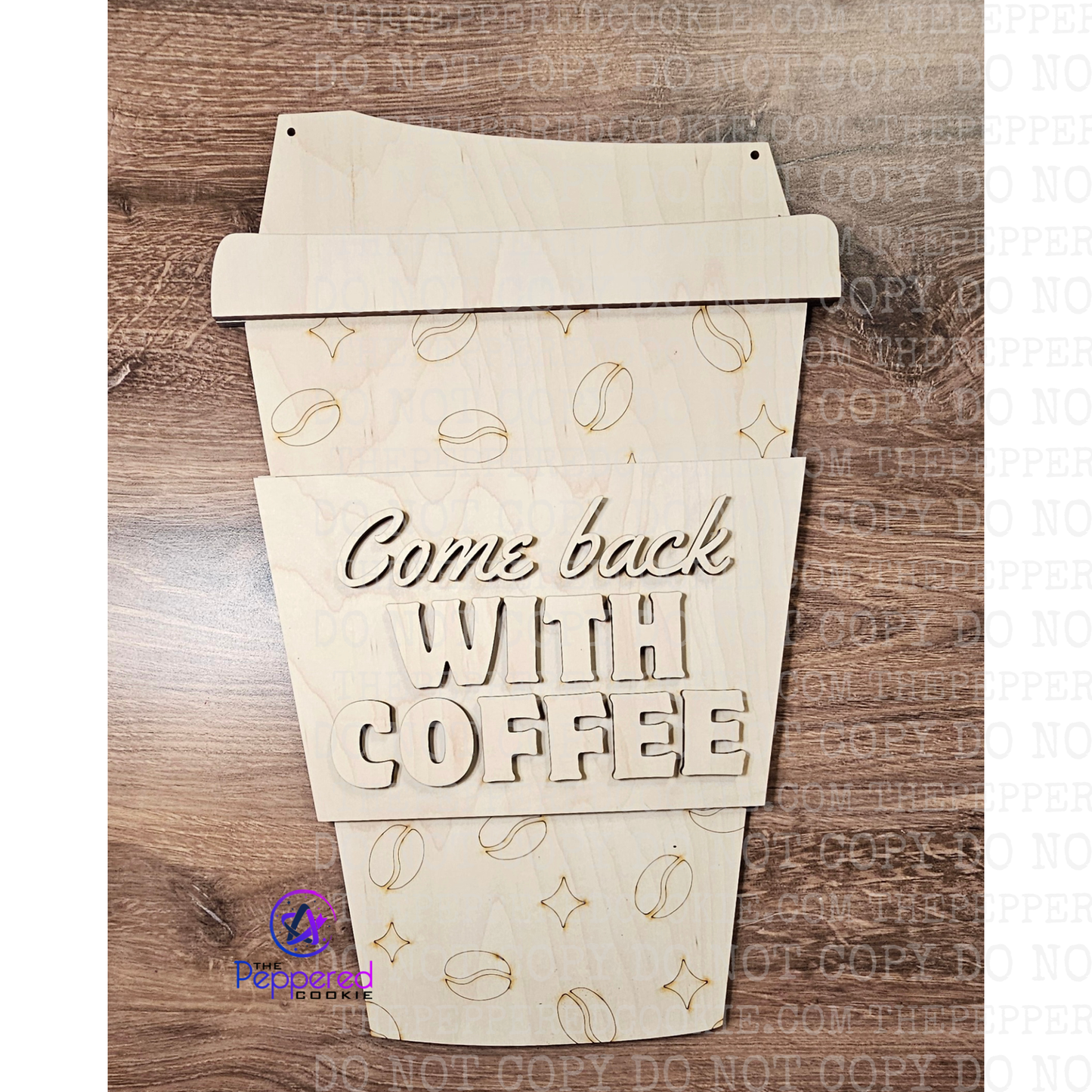 Door Hanger - Coffee Cup UNFINISHED