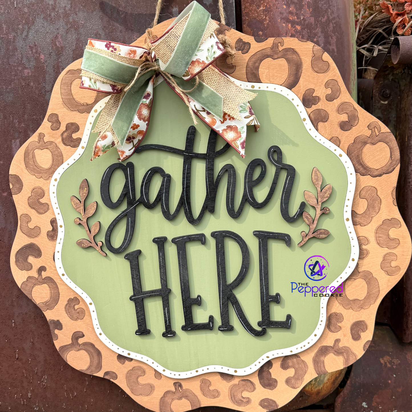 Door Hanger - Gather Here Leopard UNFINISHED