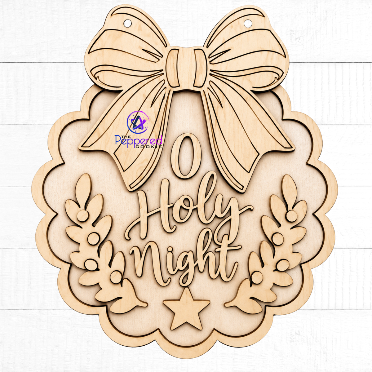 Door Hanger - O Holy Night Scallop with Bow UNFINISHED