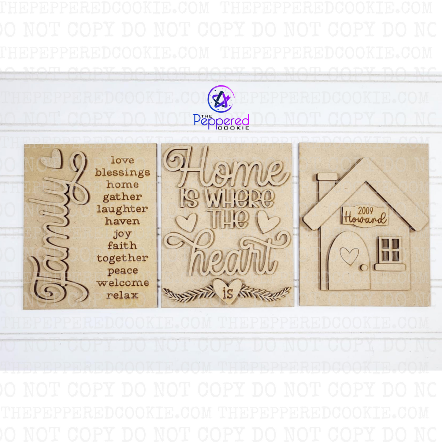 Home Decor - Family Home Sign Trio UNFINISHED