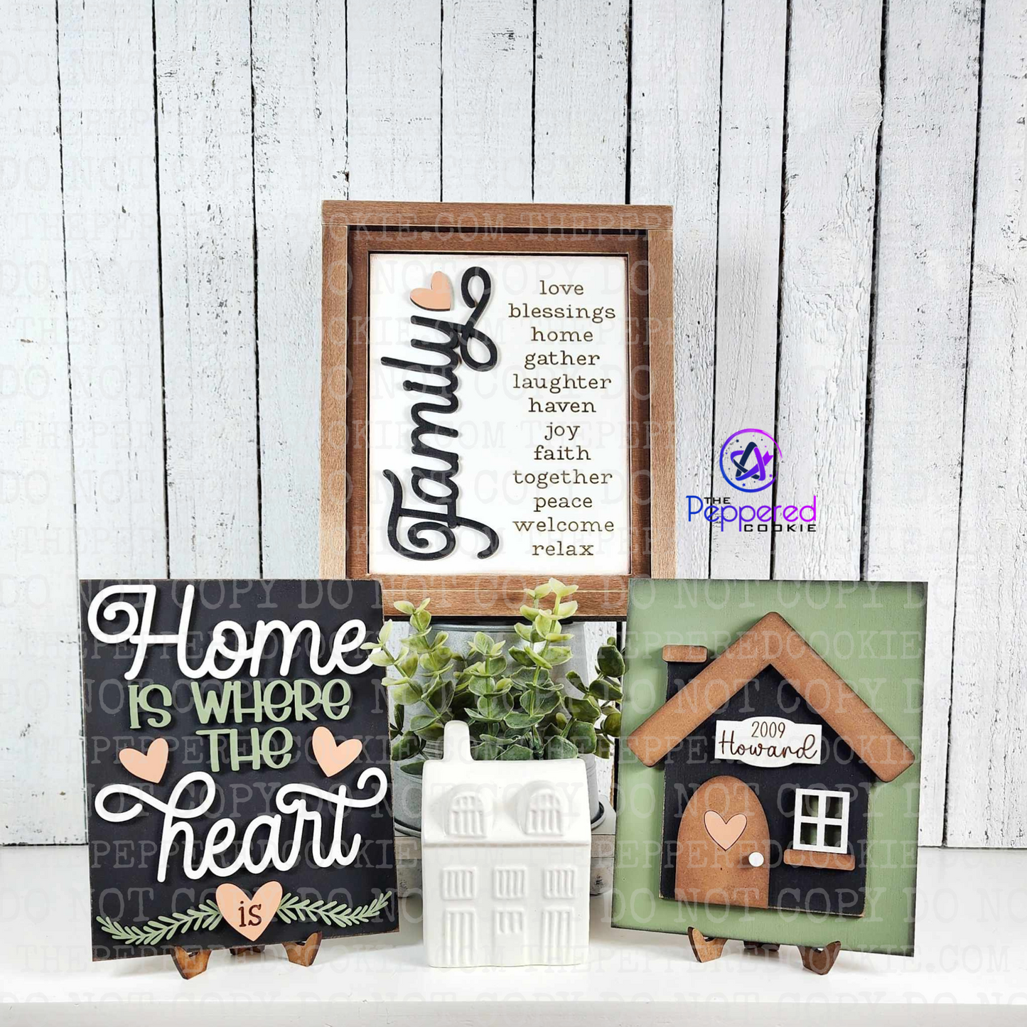 Home Decor - Family Home Sign Trio UNFINISHED
