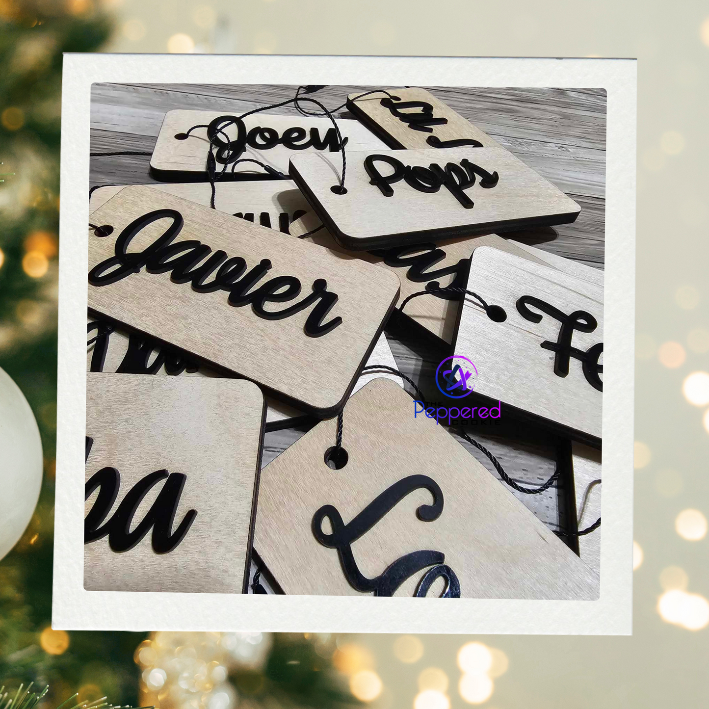 Gift Bag Tag – Black or White Acrylic on 1/4" Birch Wood,2x4 Inch, Personalized with Your Name of Choice