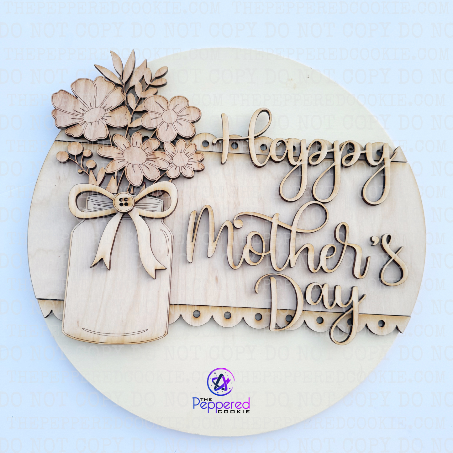 Door Hanger - Happy Mothers Day Vase Flowers UNFINISHED