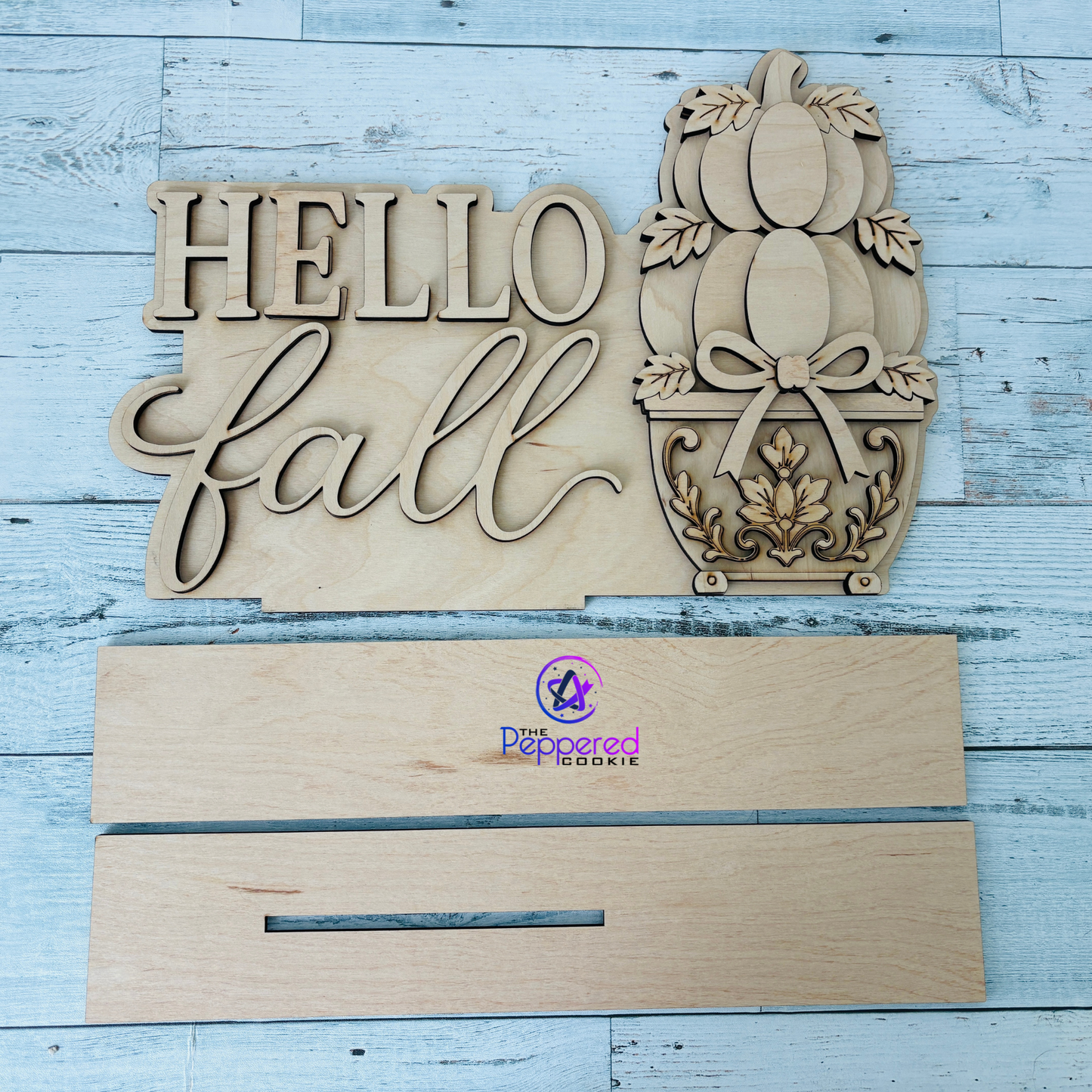 Shelf Sitter - Hello Fall Pumpkin Topiary Chinoiserie UNFINISHED
