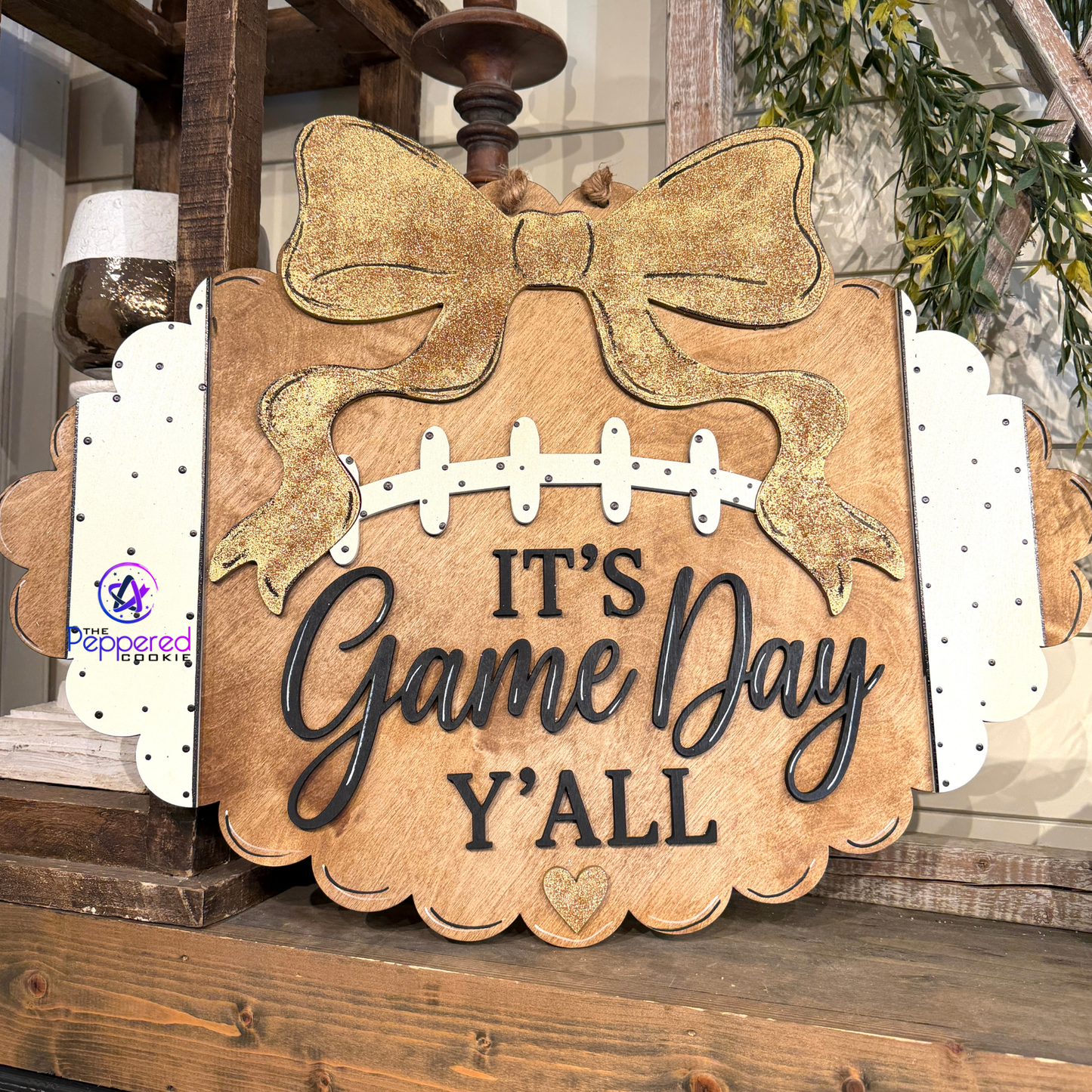 Door Hanger - It's Game Day Yall Scalloped Football UNFINISHED