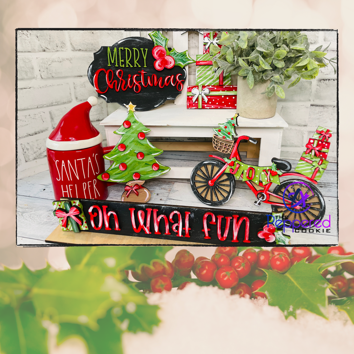Tiered Tray Decor - Oh What Fun Set UNFINISHED