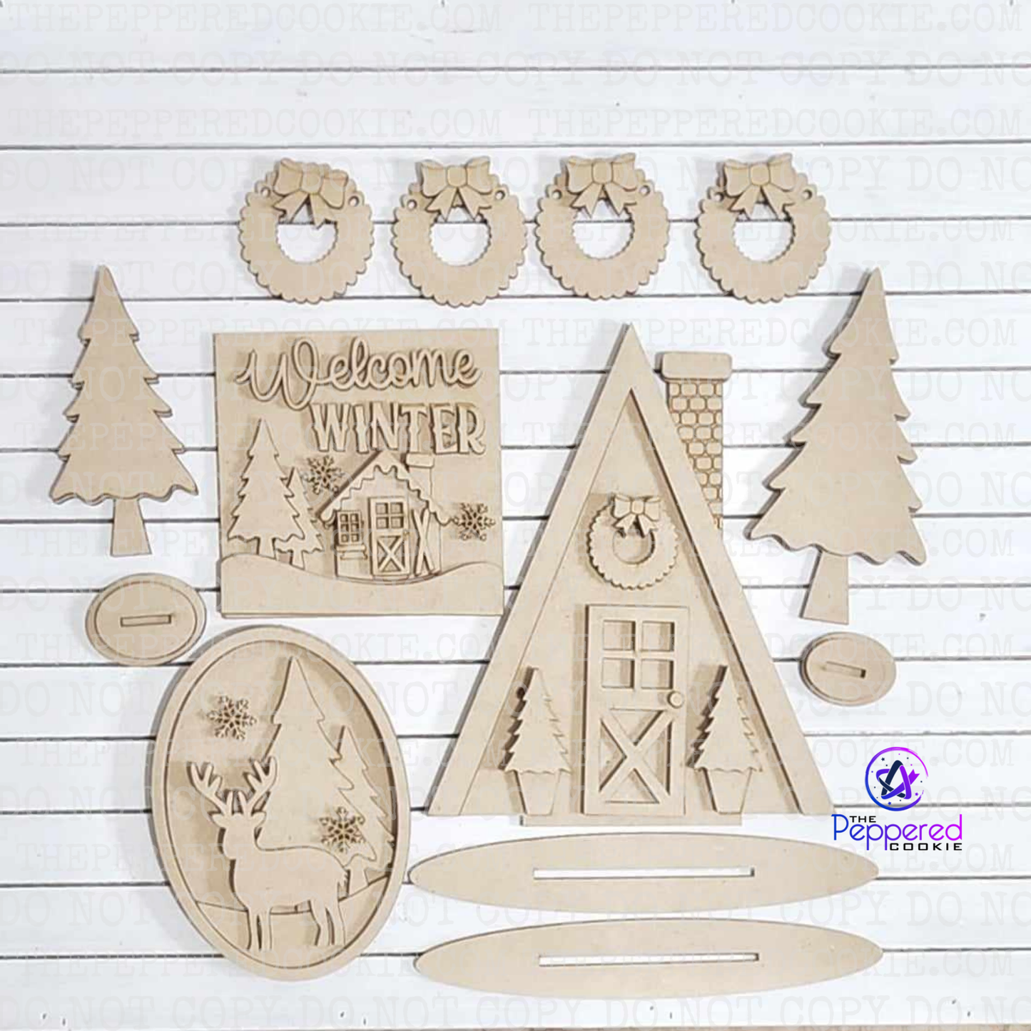Home Decor - Winter Cabin Decor Set UNFINISHED