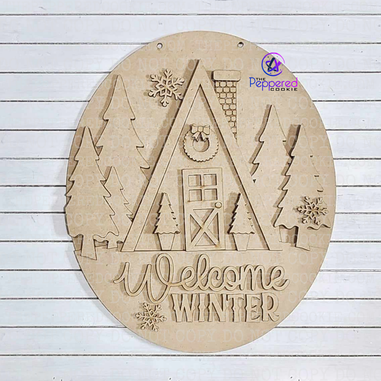 Door Hanger - Winter Cabin UNFINISHED