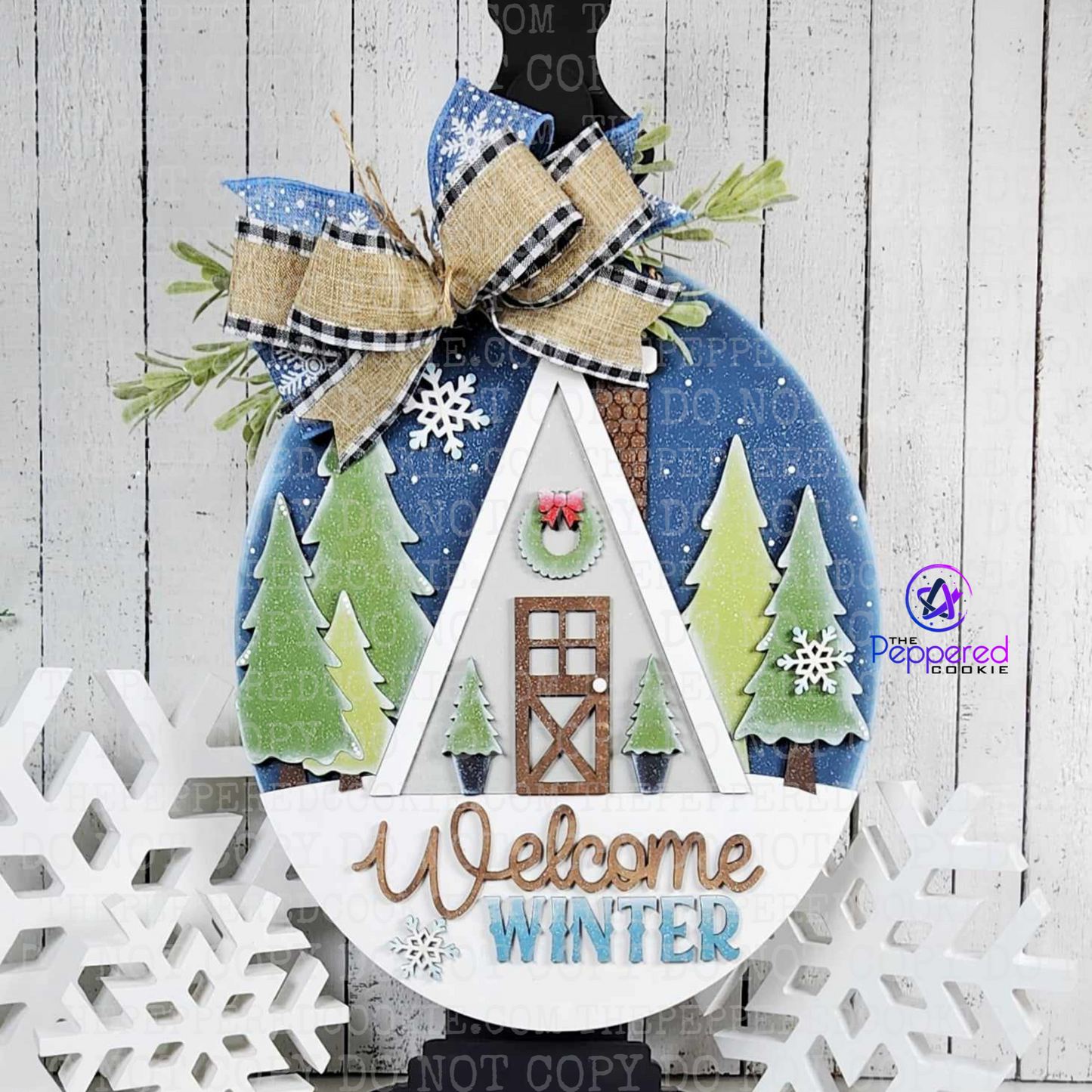 Door Hanger - Winter Cabin UNFINISHED