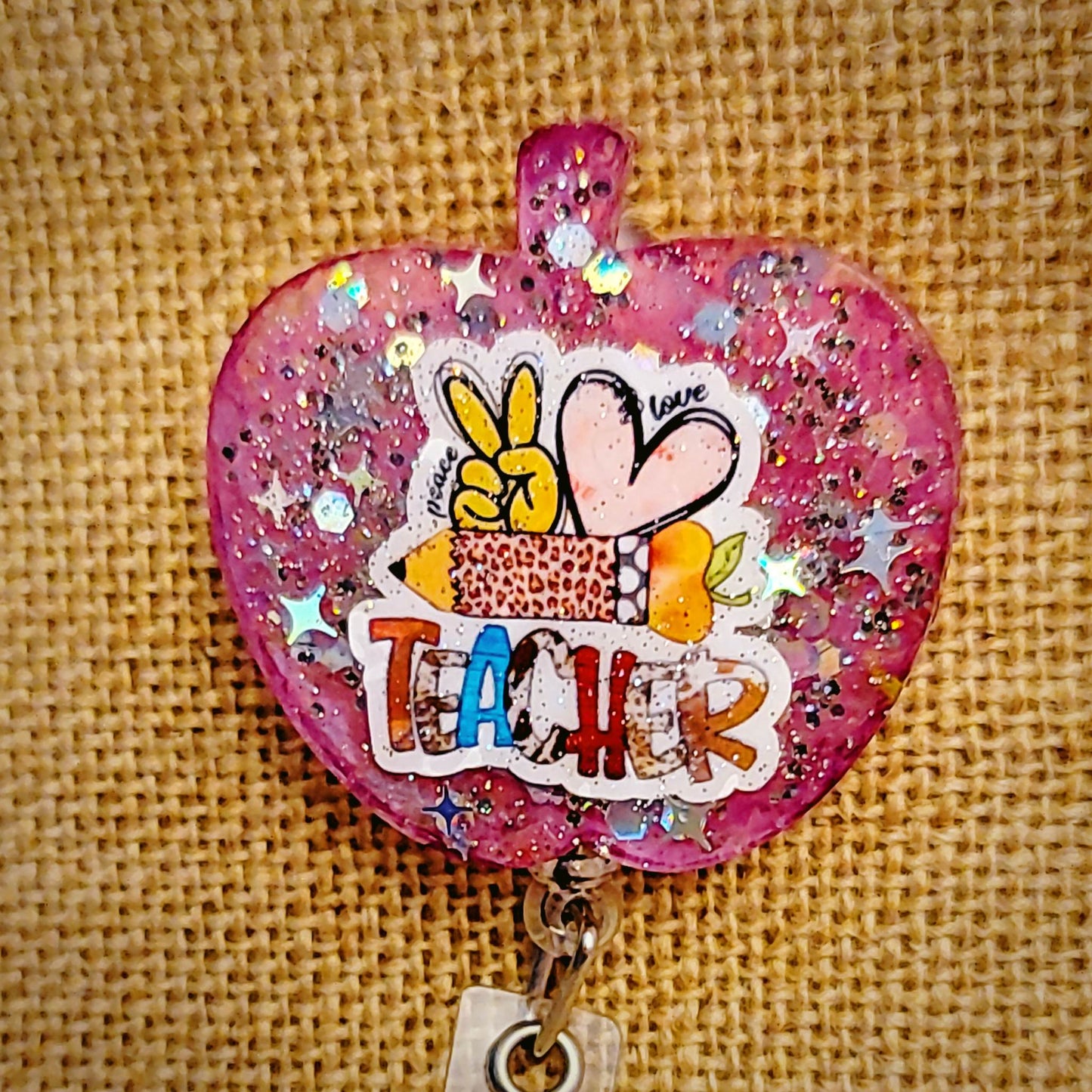 Badge Reel - Peace Love Teacher Apple