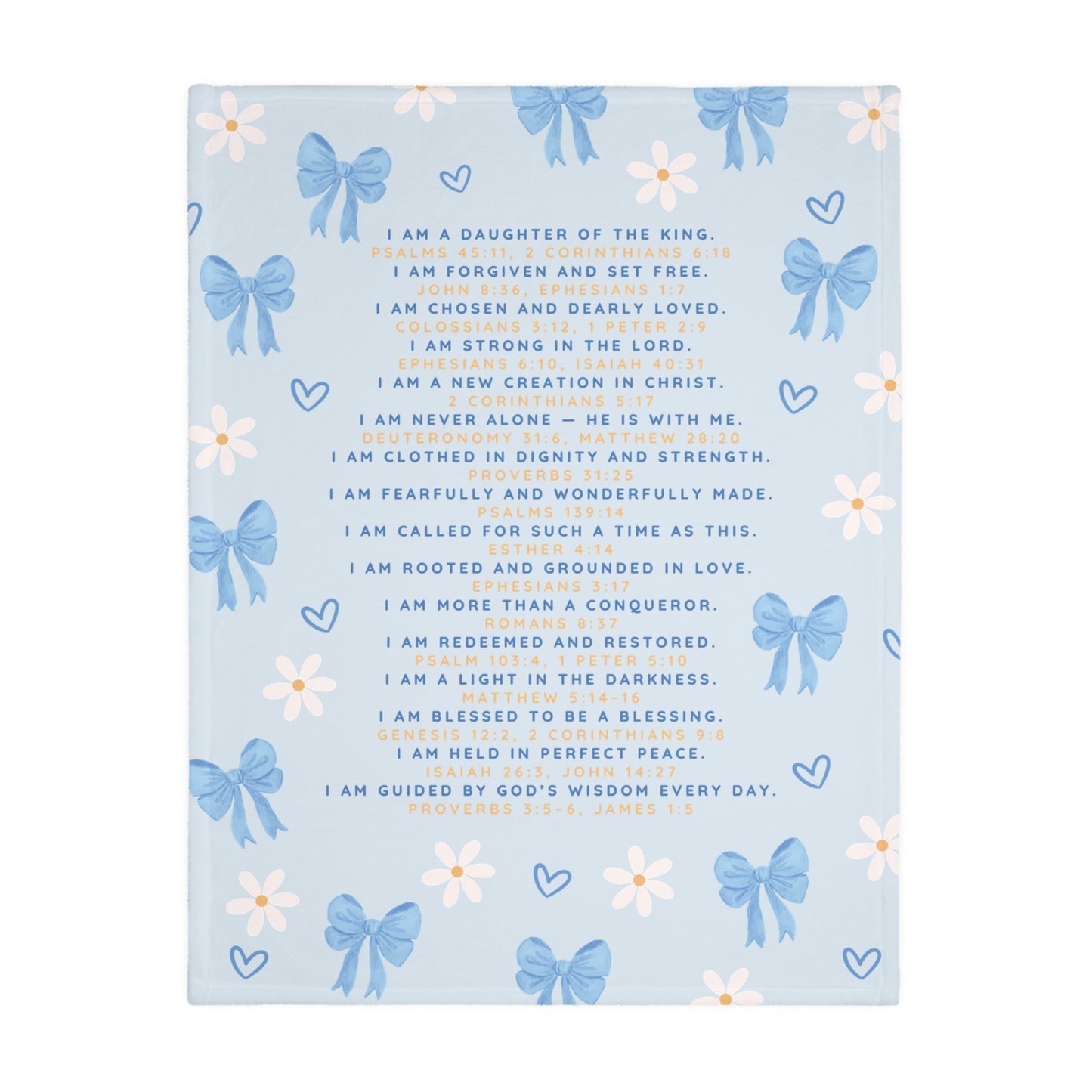 Fearfully & Wonderfully Made — Blue Bows & Daisies Double-Sided Blanket