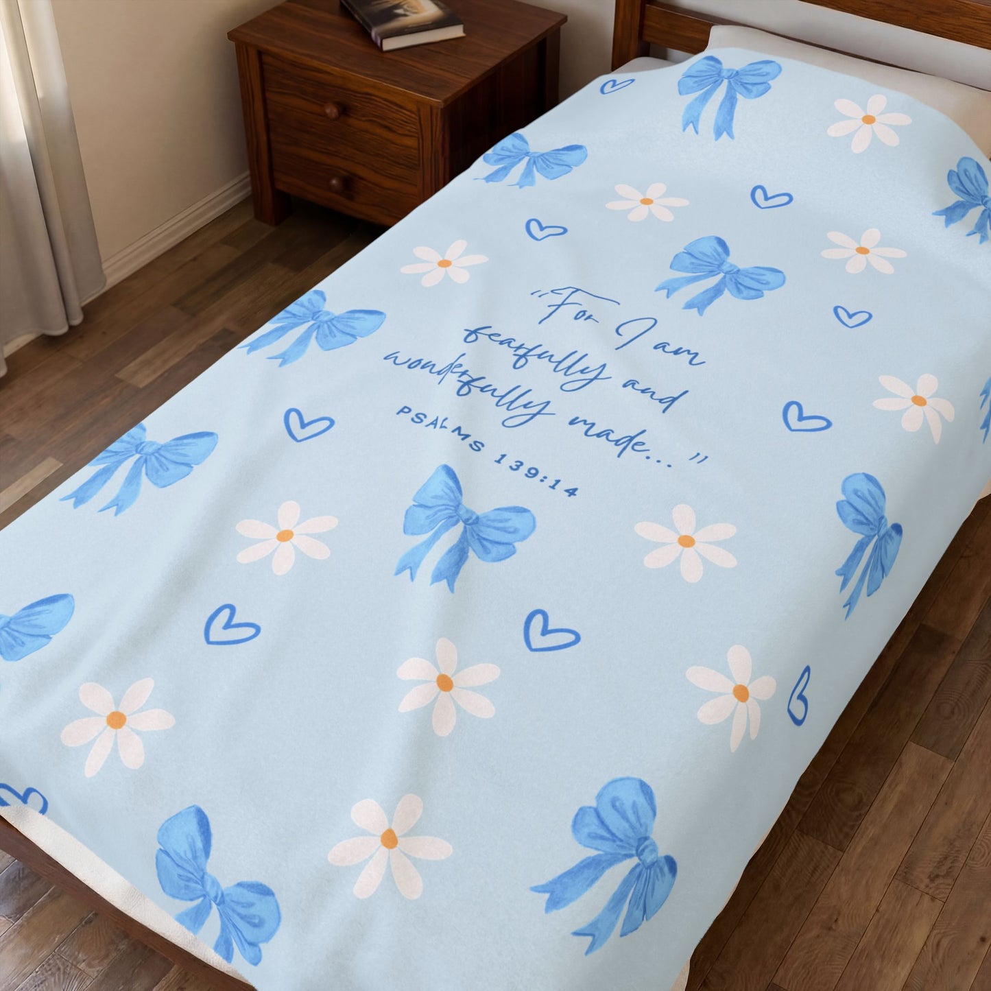 Fearfully & Wonderfully Made — Blue Bows & Daisies Blanket 💙🌼