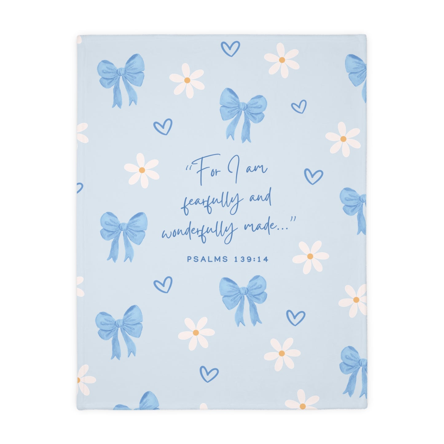 Fearfully & Wonderfully Made — Blue Bows & Daisies Double-Sided Blanket