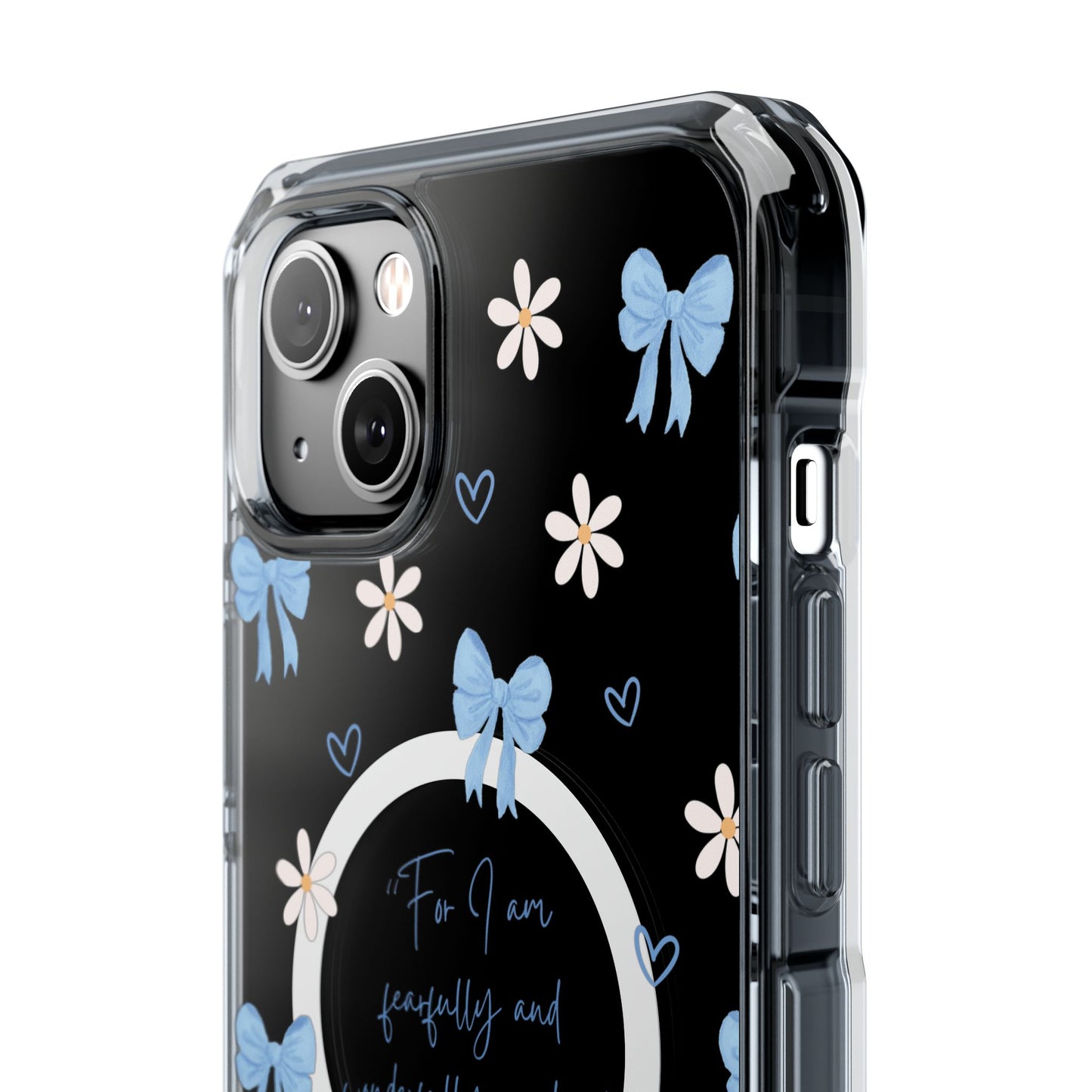 Fearfully & Wonderfully Made — Blue Bow & Daisy Magnetic Clear Impact Case