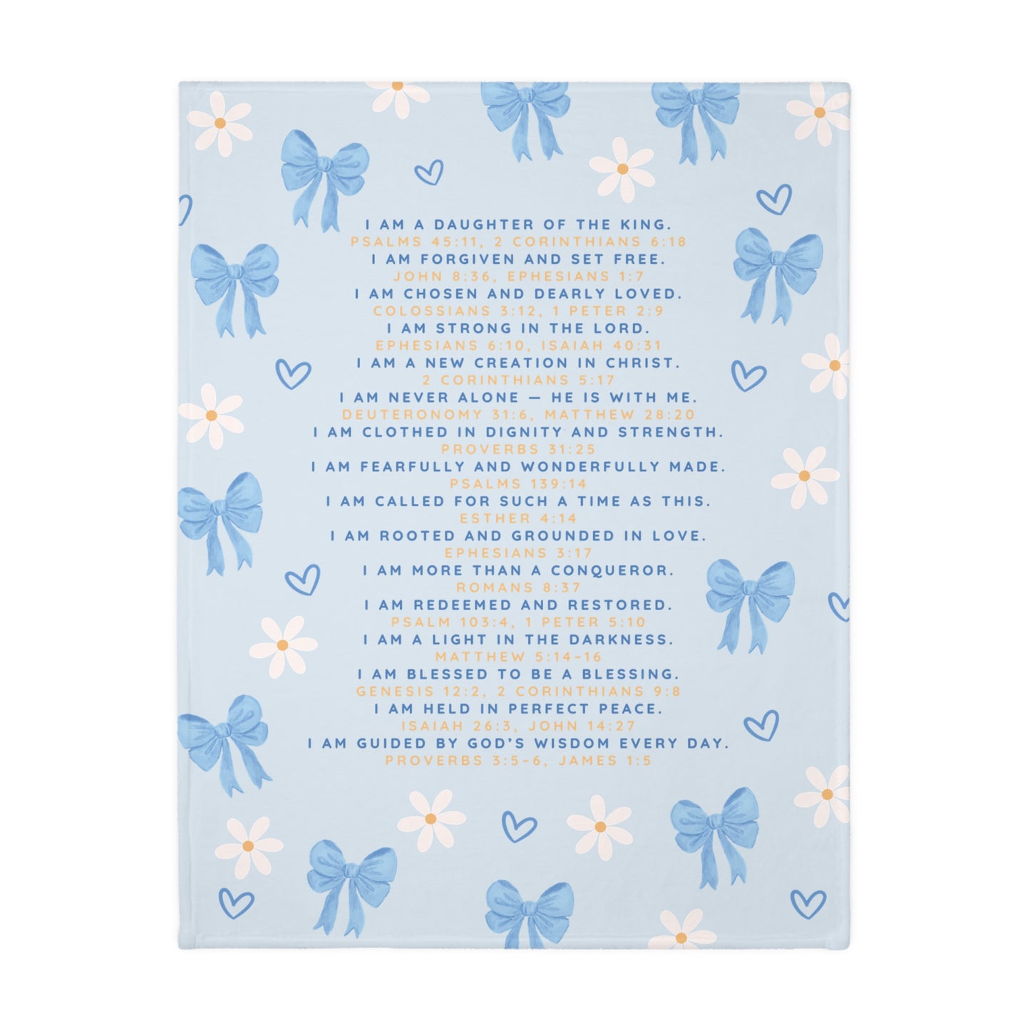 Fearfully & Wonderfully Made — Blue Bows & Daisies Double-Sided Blanket