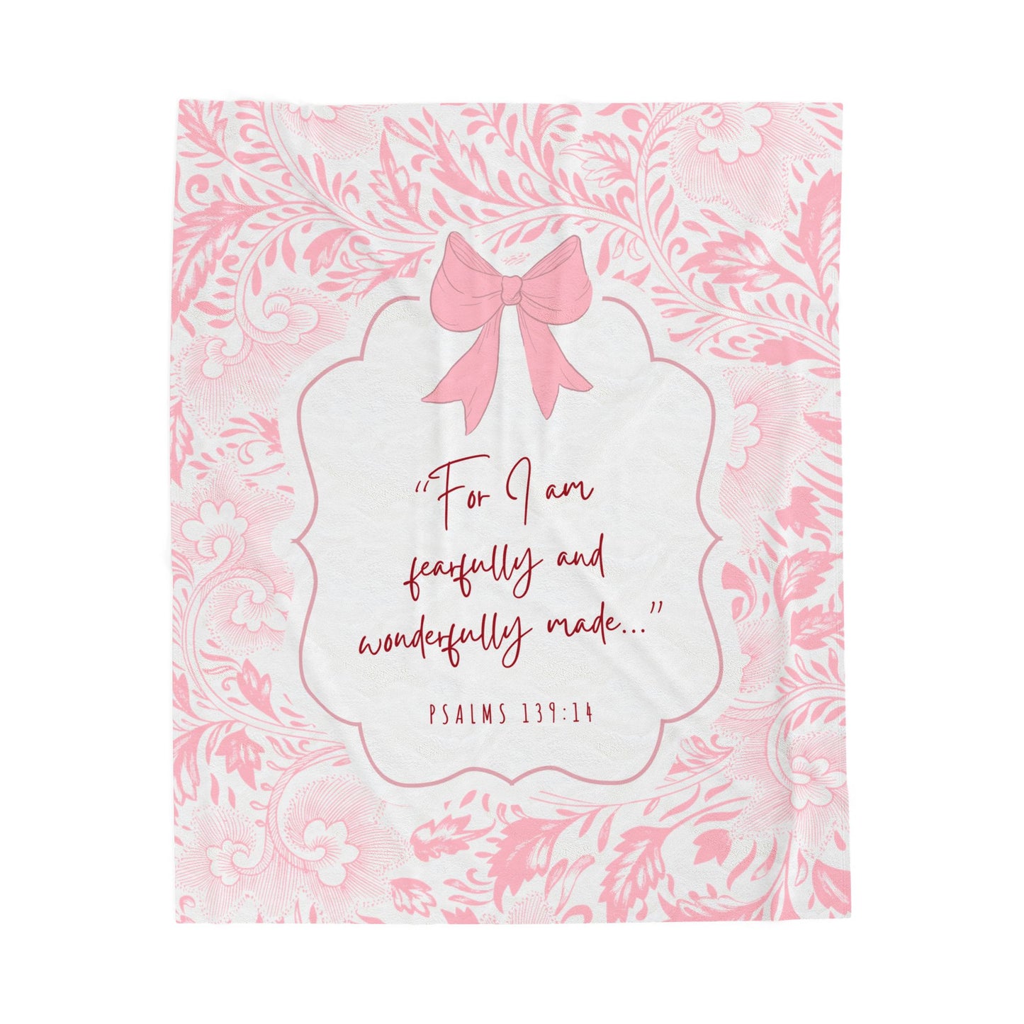 Fearfully & Wonderfully Made — Pink & White Vintage Floral & Bow Blanket