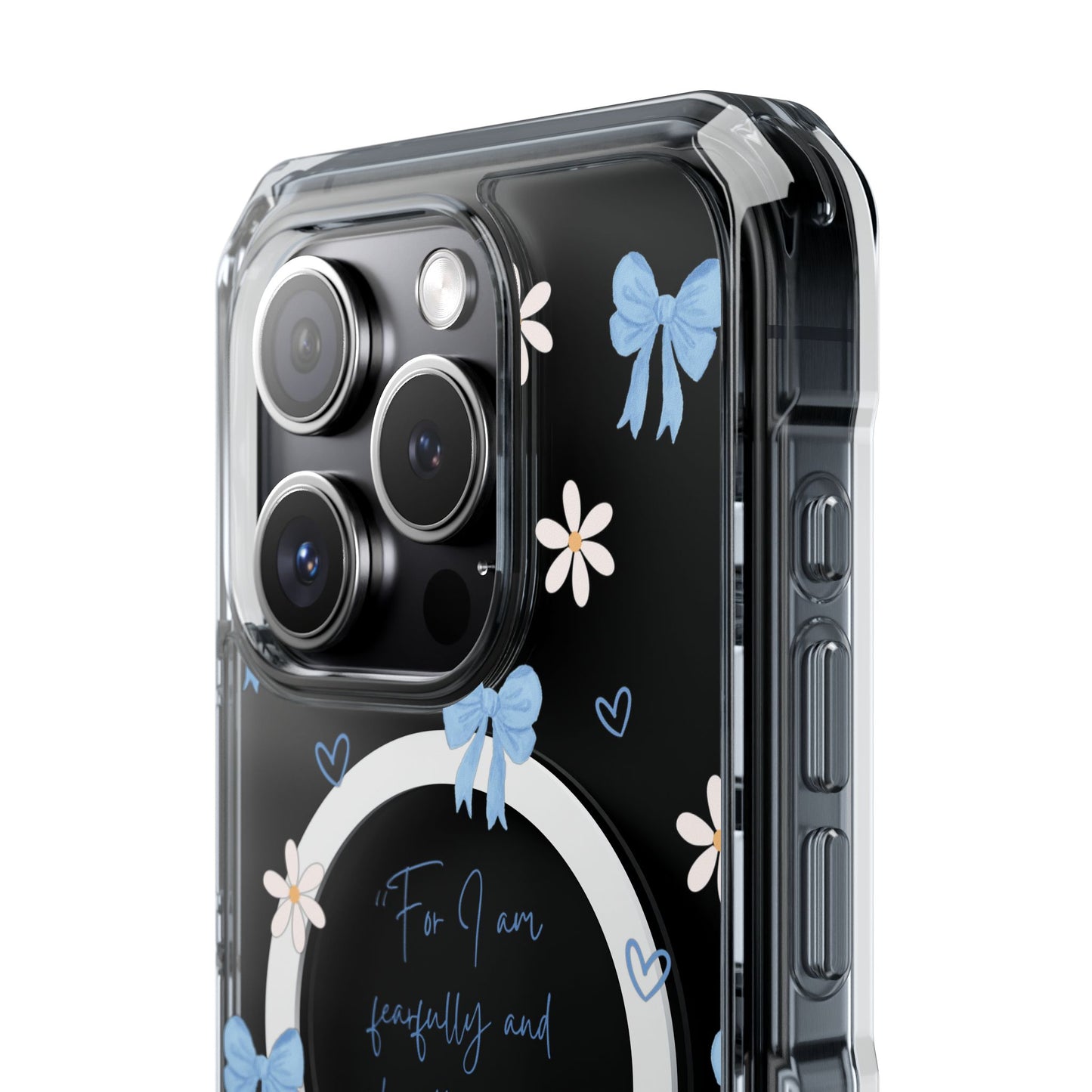 Fearfully & Wonderfully Made — Blue Bow & Daisy Magnetic Clear Impact Case