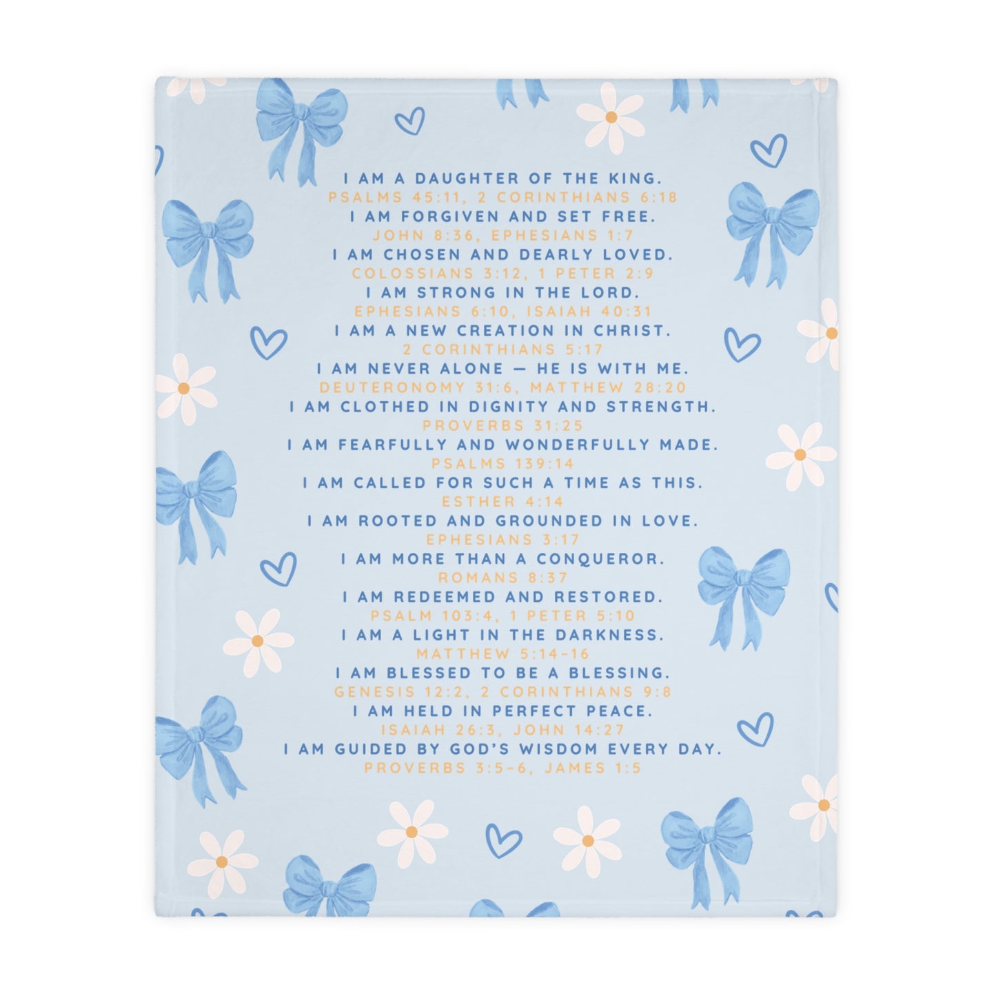 Fearfully & Wonderfully Made — Blue Bows & Daisies Double-Sided Blanket