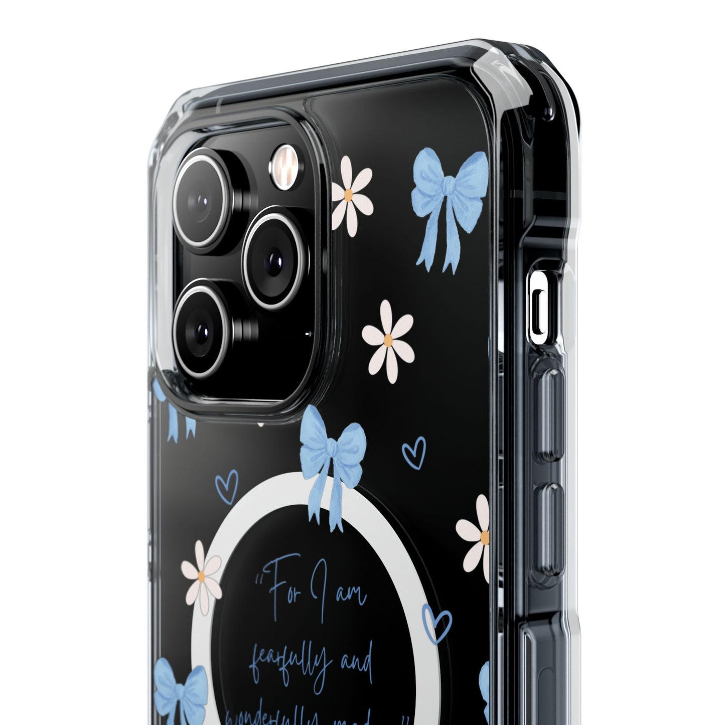 Fearfully & Wonderfully Made — Blue Bow & Daisy Magnetic Clear Impact Case