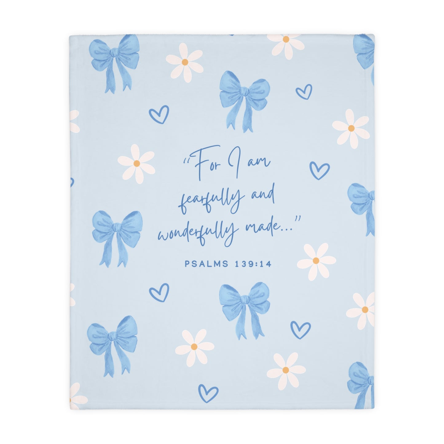 Fearfully & Wonderfully Made — Blue Bows & Daisies Double-Sided Blanket