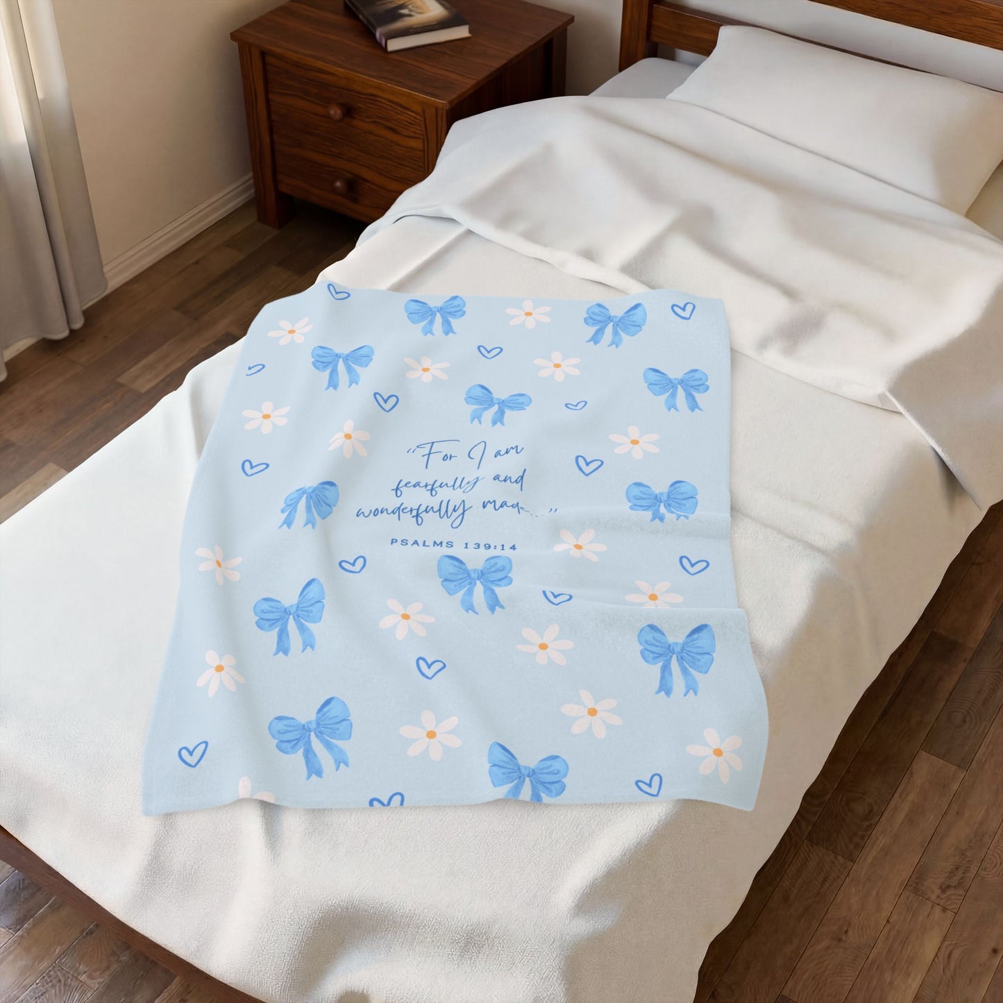 Fearfully & Wonderfully Made — Blue Bows & Daisies Blanket 💙🌼