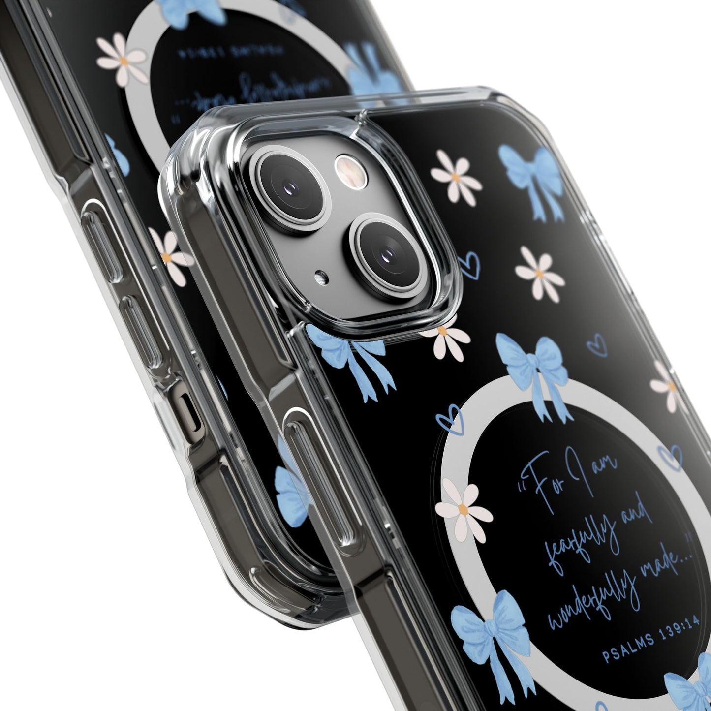 Fearfully & Wonderfully Made — Blue Bow & Daisy Magnetic Clear Impact Case