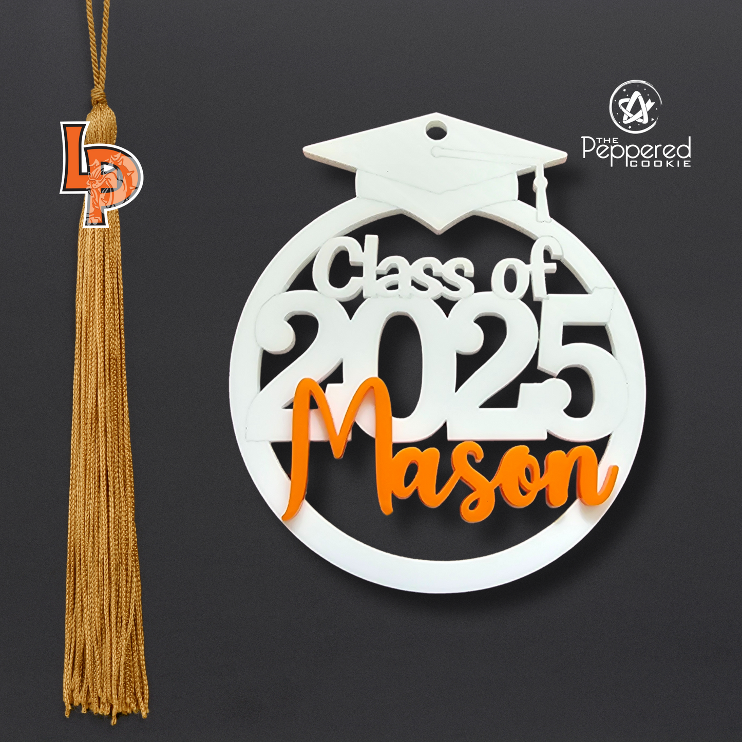 Class of 2025 Graduation Ornament/Car Charm White and Orange