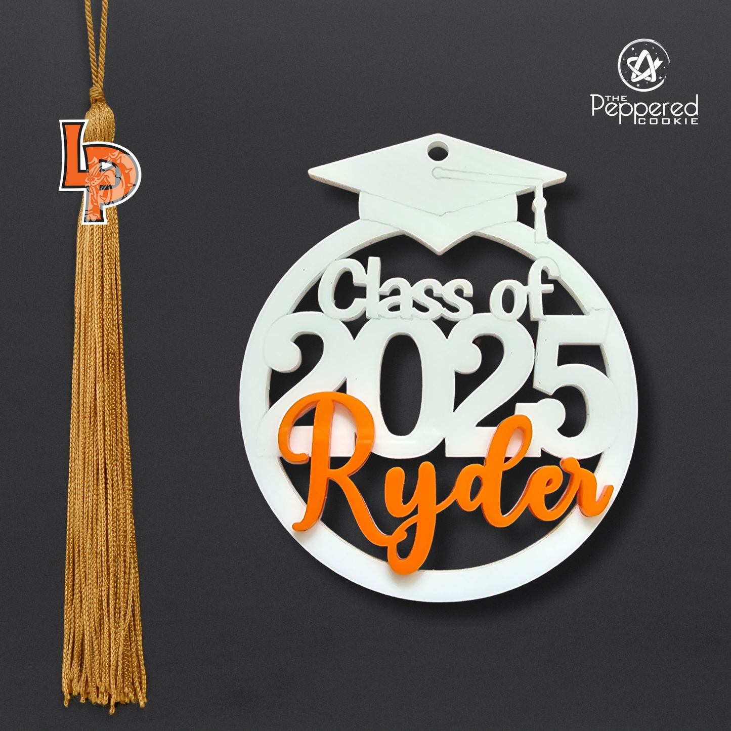 Class of 2025 Graduation Ornament/Car Charm White and Orange