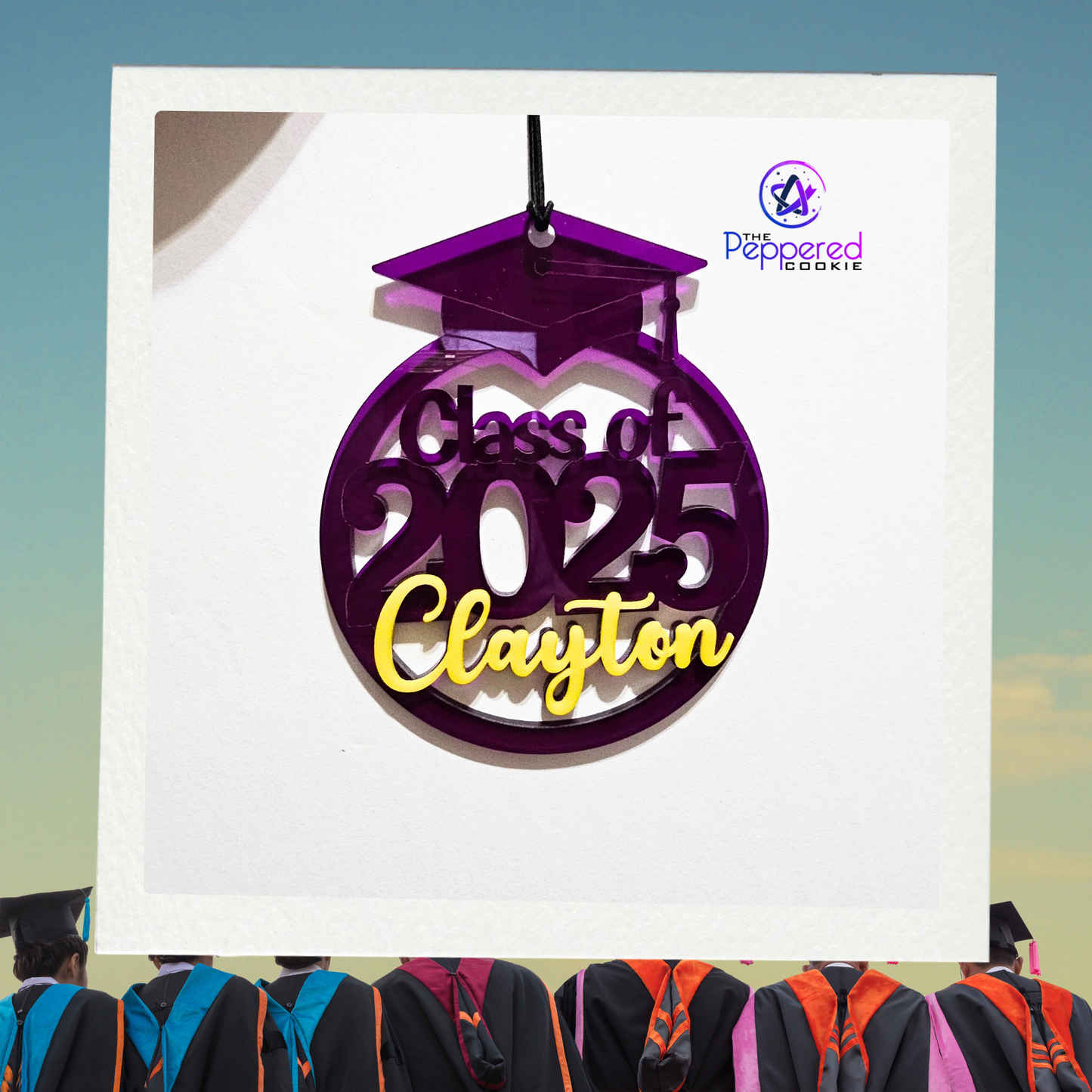 Class of 2025 Graduation Ornament/Car Charm Purple and Gold