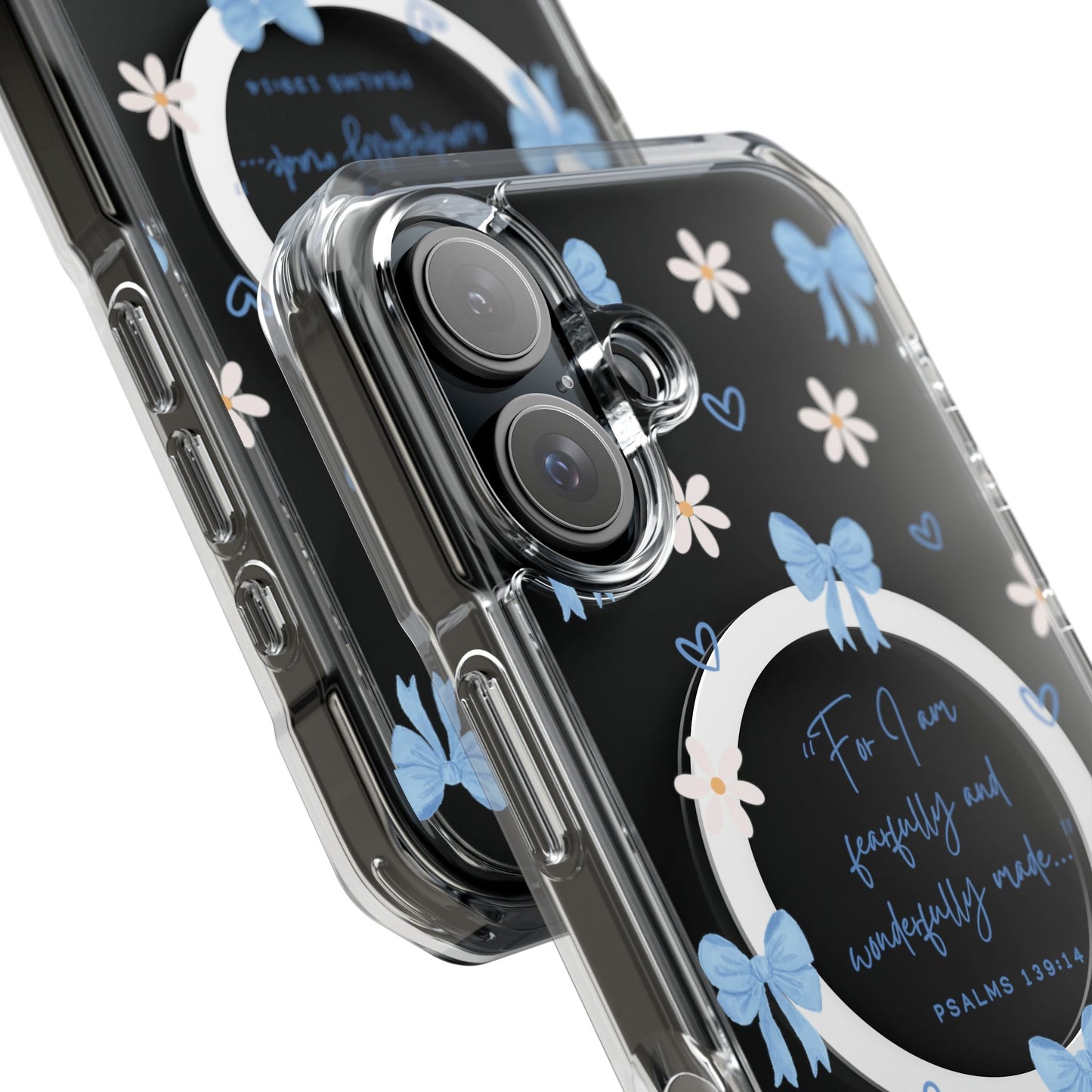 Fearfully & Wonderfully Made — Blue Bow & Daisy Magnetic Clear Impact Case