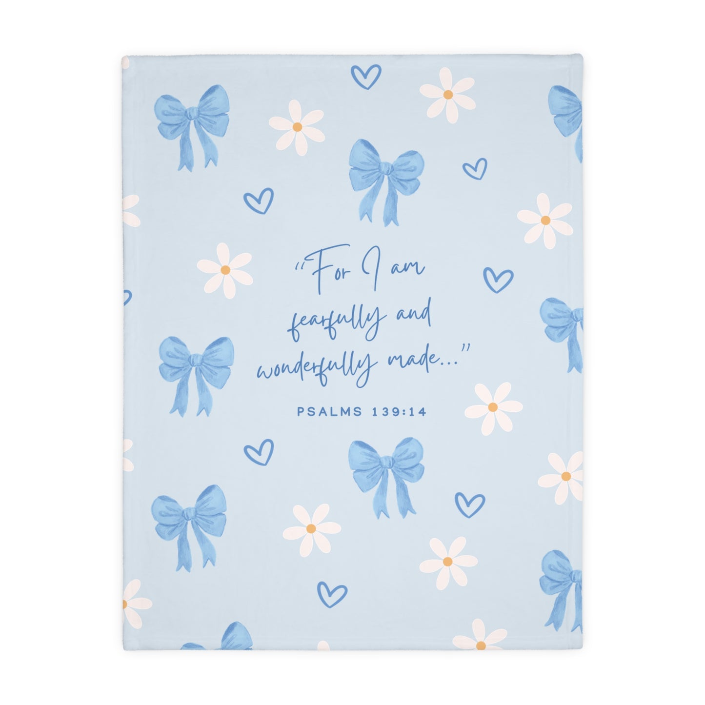 Fearfully & Wonderfully Made — Blue Bows & Daisies Double-Sided Blanket