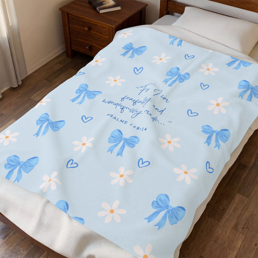 Fearfully & Wonderfully Made — Blue Bows & Daisies Blanket 💙🌼