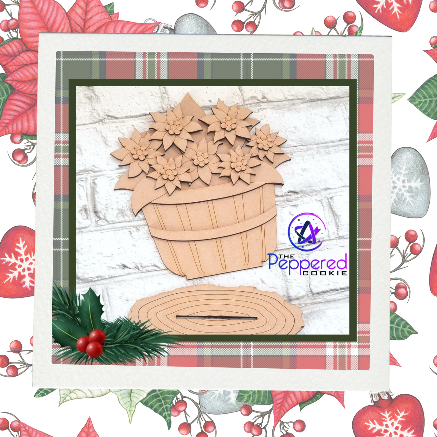 Home Decor - Basket of Poinsettias UNFINISHED