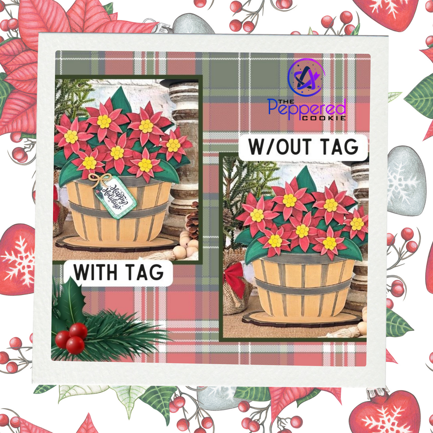 Home Decor - Basket of Poinsettias UNFINISHED