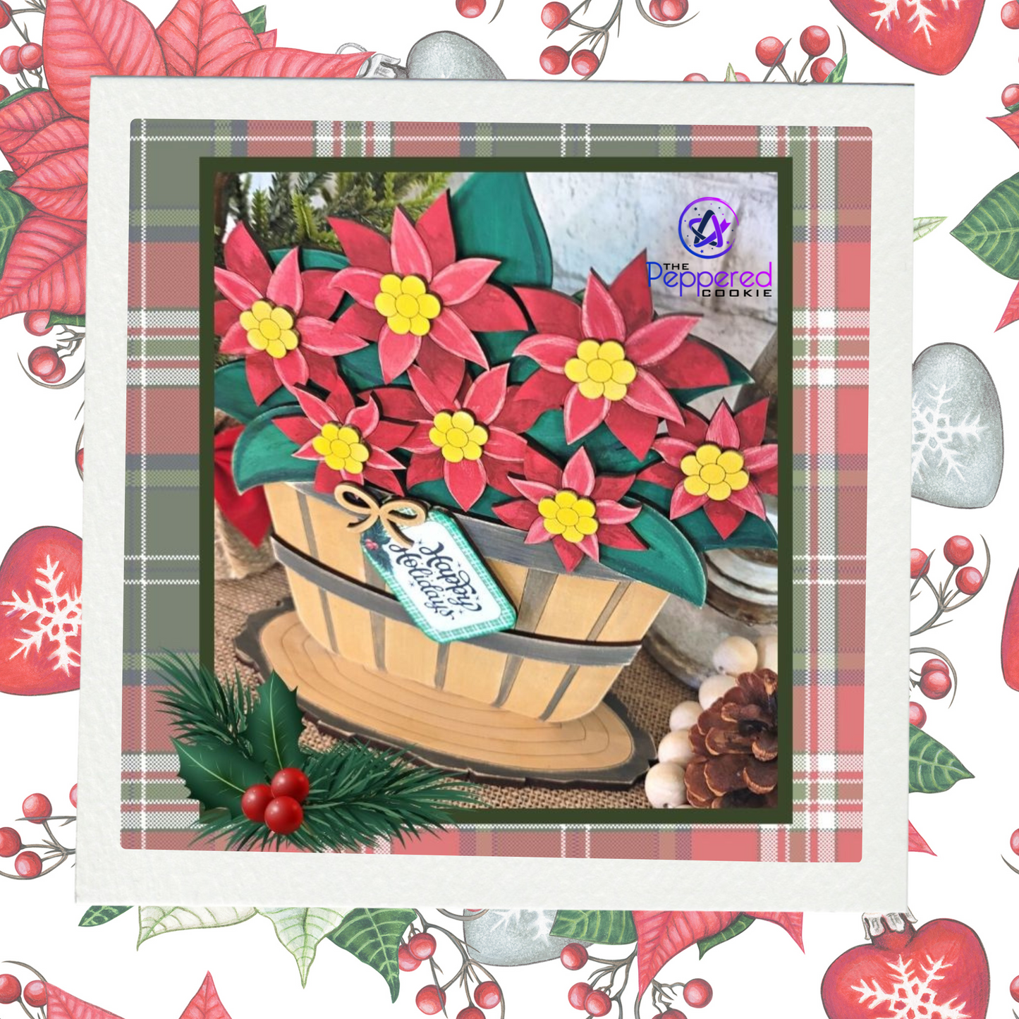 Home Decor - Basket of Poinsettias UNFINISHED