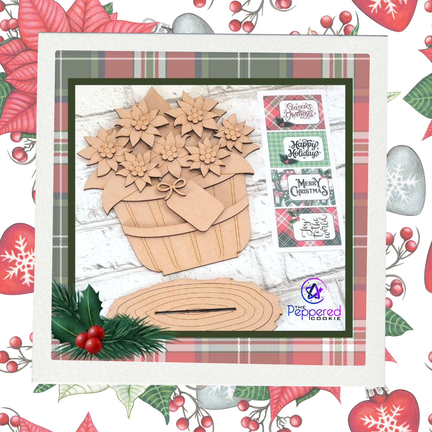 Home Decor - Basket of Poinsettias UNFINISHED