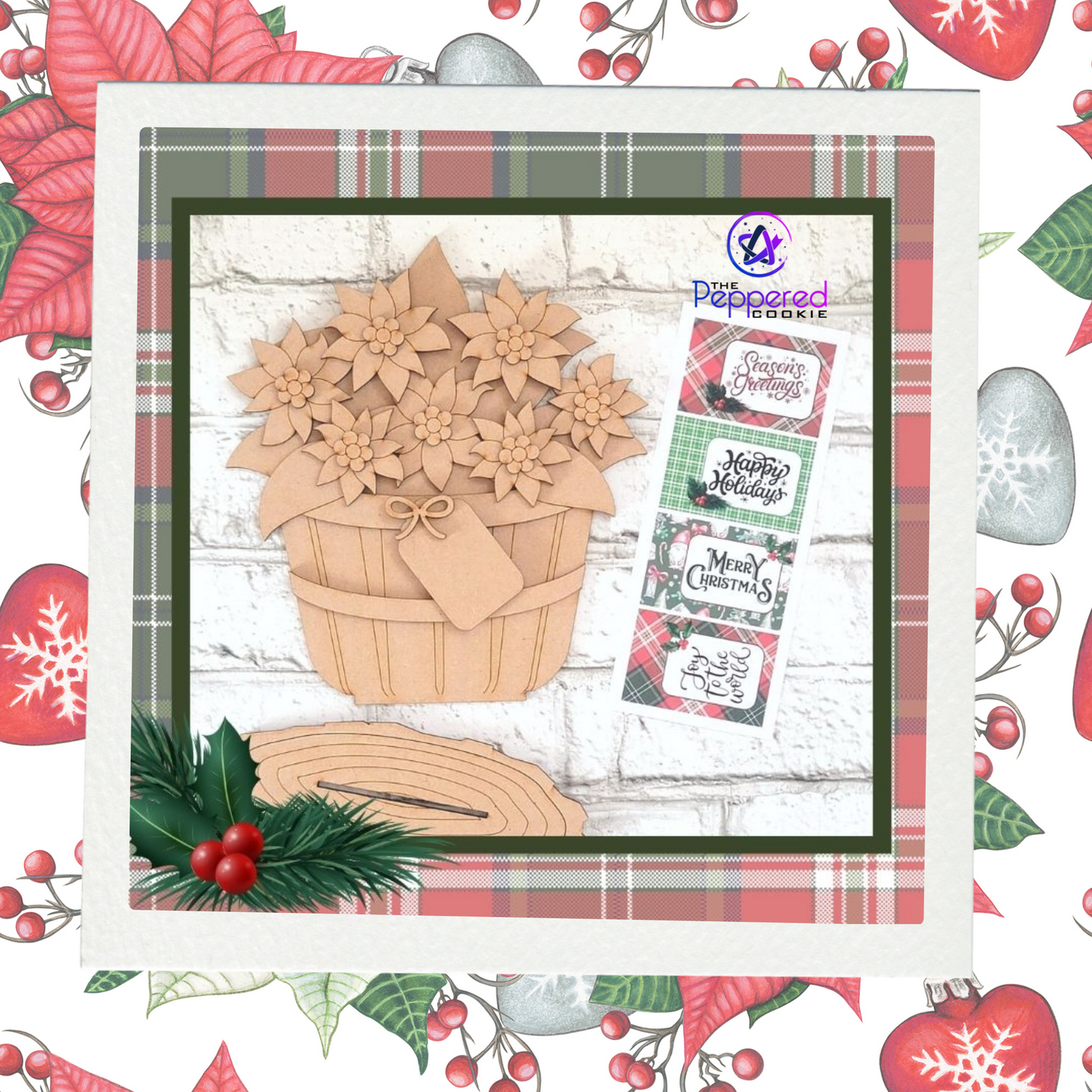 Home Decor - Basket of Poinsettias UNFINISHED