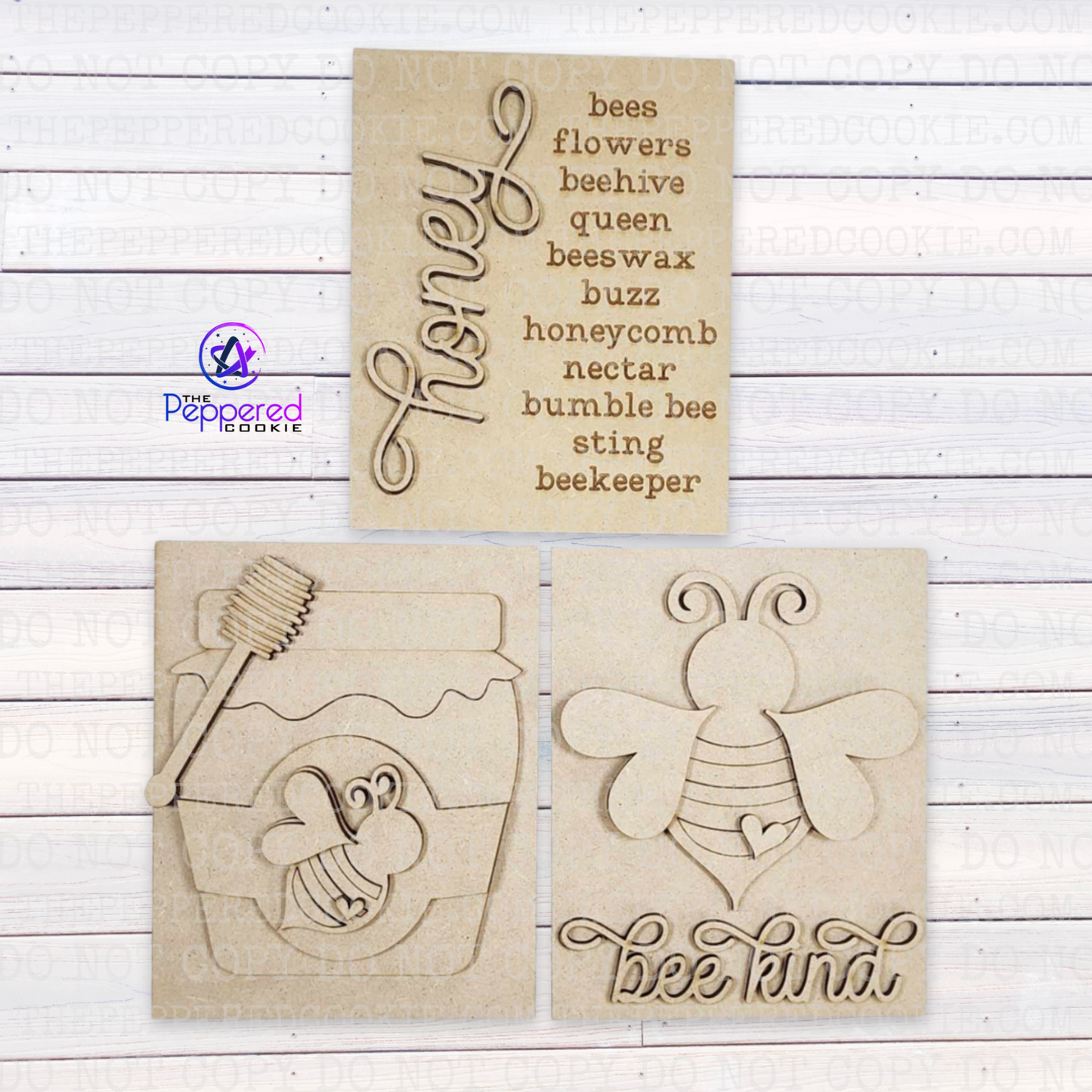 Home Decor - Bee Trio Signs UNFINISHED