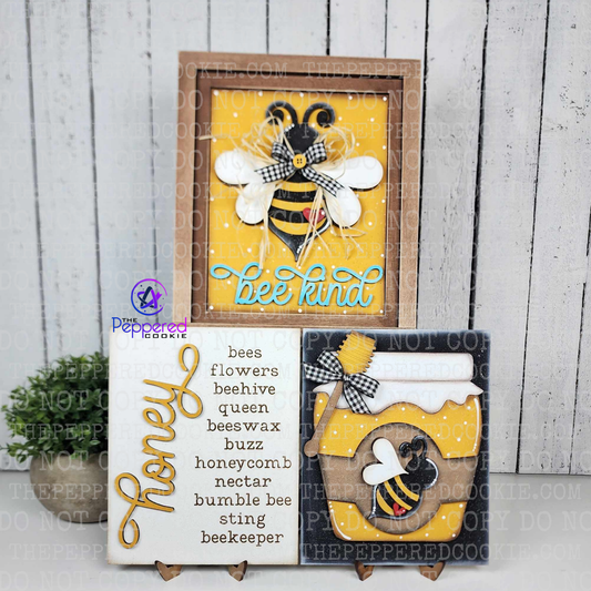 Home Decor - Bee Trio Signs UNFINISHED