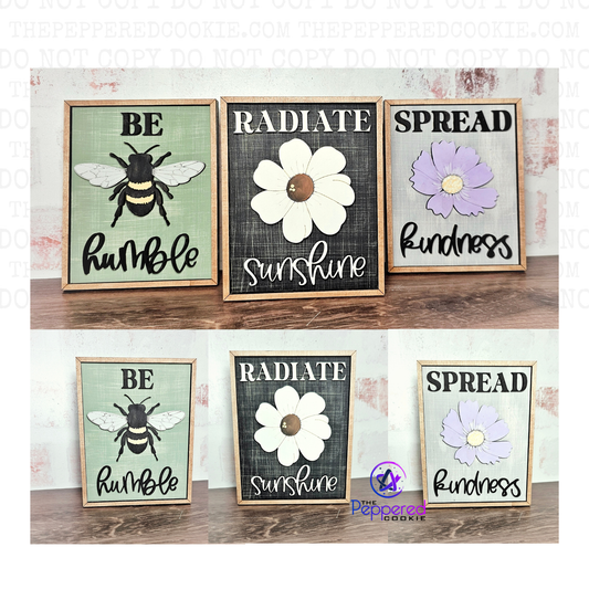Home Decor - Bees and Blooms Sign Trio UNFINISHED