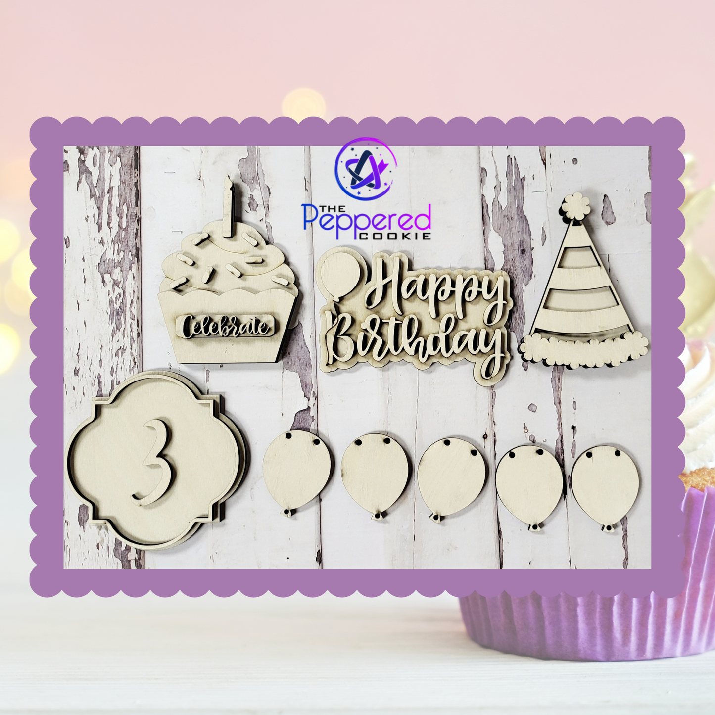 Tiered Tray Decor - Birthday Party Set UNFINISHED