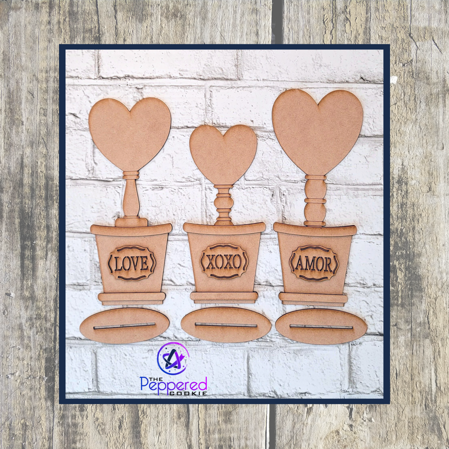 Home Decor - Bucket Heart Trio Potted UNFINISHED