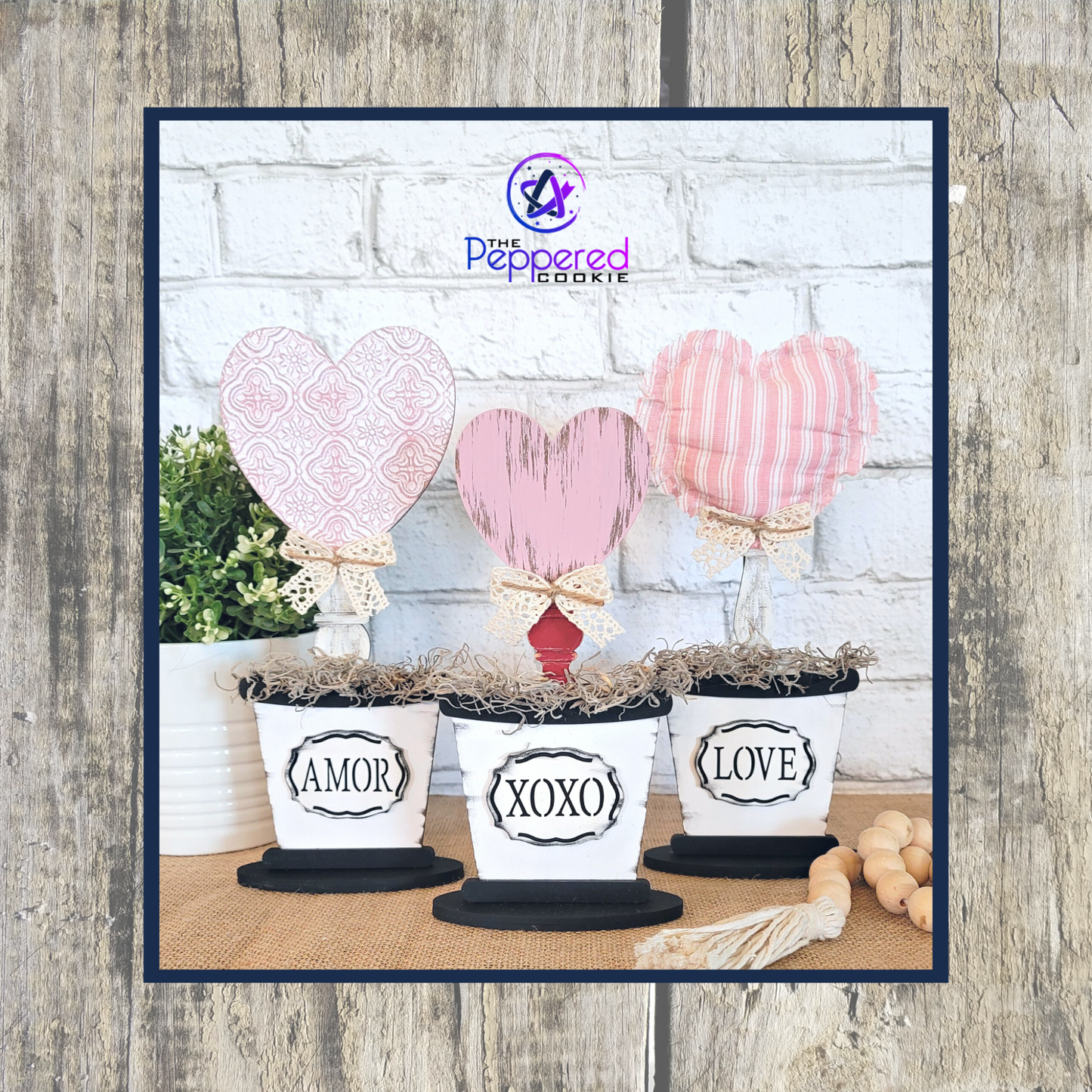 Home Decor - Bucket Heart Trio Potted UNFINISHED