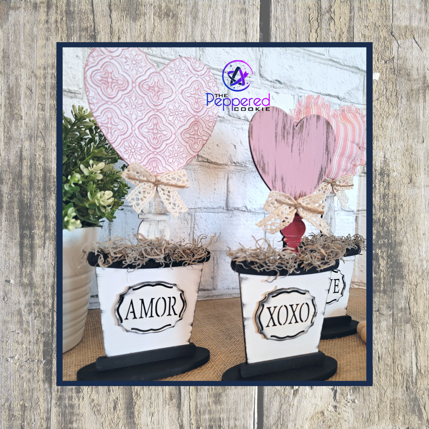 Home Decor - Bucket Heart Trio Potted UNFINISHED