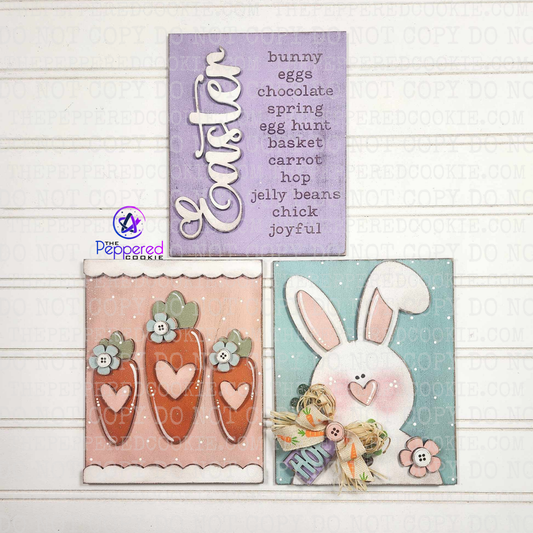 Home Decor - Bunny & Carrot Sign Trio UNFINISHED