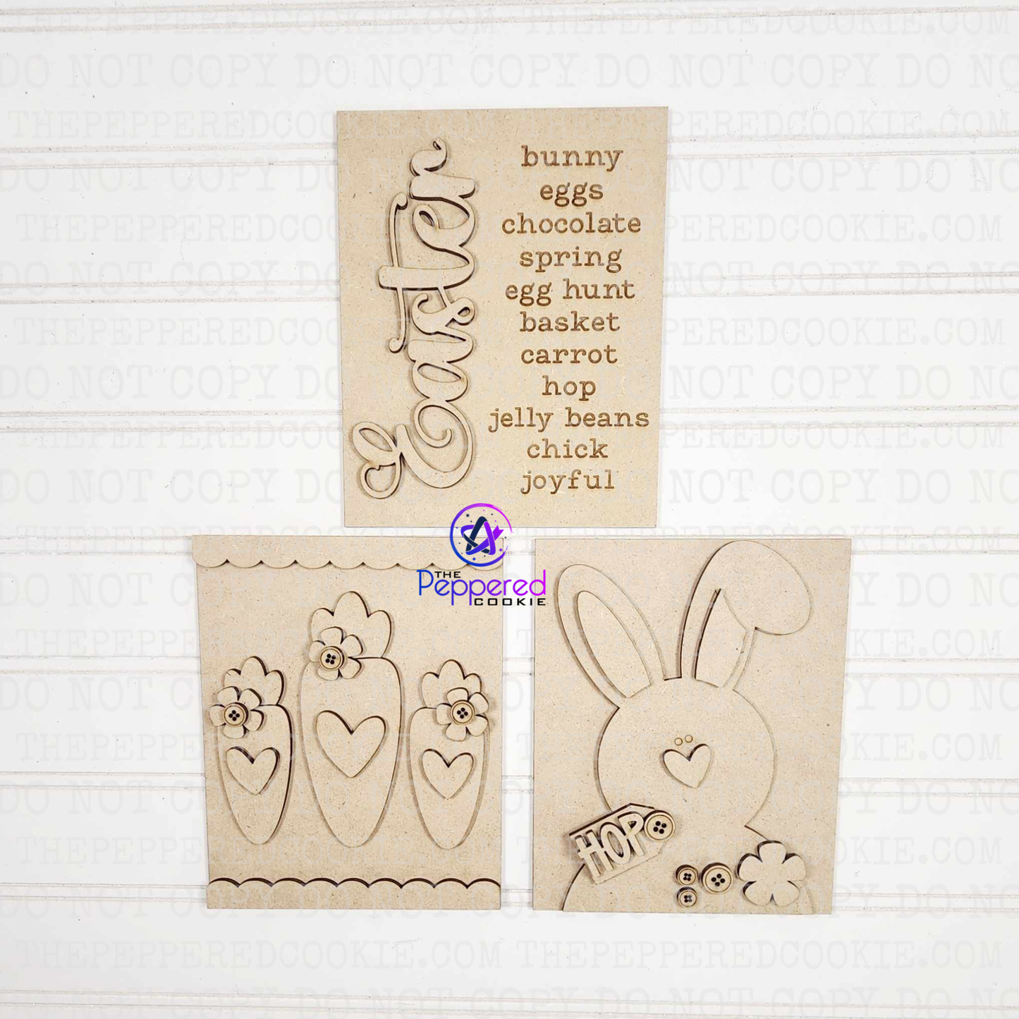 Home Decor - Bunny & Carrot Sign Trio UNFINISHED
