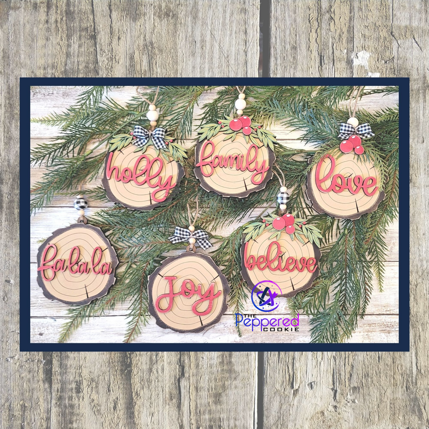 Christmas Ornament - Wood Slice Ornament Words Set Unfinished