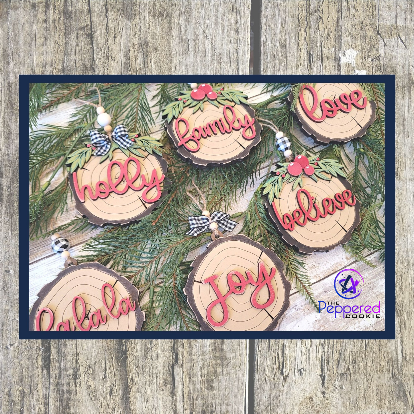 Christmas Ornament - Wood Slice Ornament Words Set Unfinished