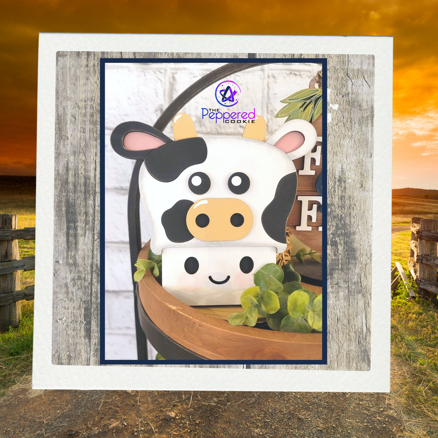 Tiered Tray Decor - Cow Set UNFINISHED